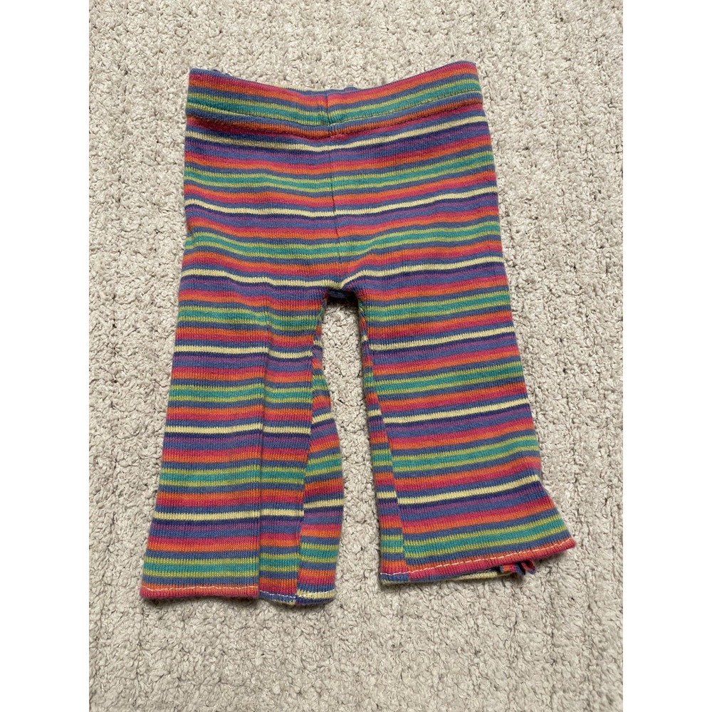 VINTAGE Gymboree Multicolored Striped Knit Flare Leggings Pants Newborn 90s